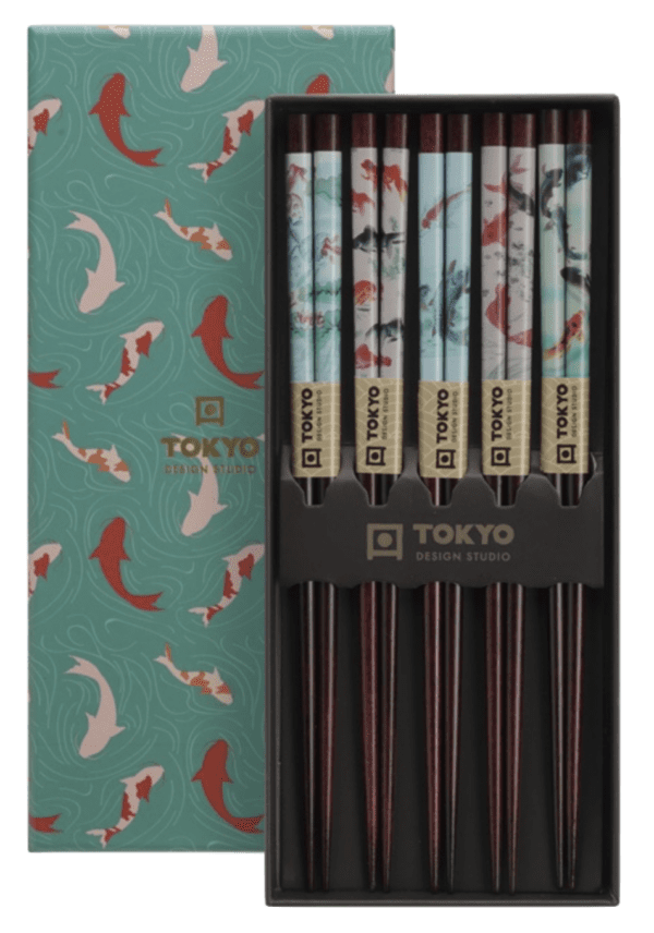 TOKYO DESIGN - SET DE 5 PAIRES DE BAGUETTES POISSON ROUGE